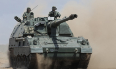 Des soldats lituaniens lors d'un exercice militaire avec les forces allemandes, en juin 2023 (illustration) ( AFP / PETRAS MALUKAS )