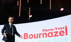 Le secrétaire général d'Horizons et conseiller de Paris Pierre-Yves Bournaze llors du lancement de sa campagne pour la mairie de Paris, le 3 juin 2025 à Paris ( AFP / Xavier GALIANA )