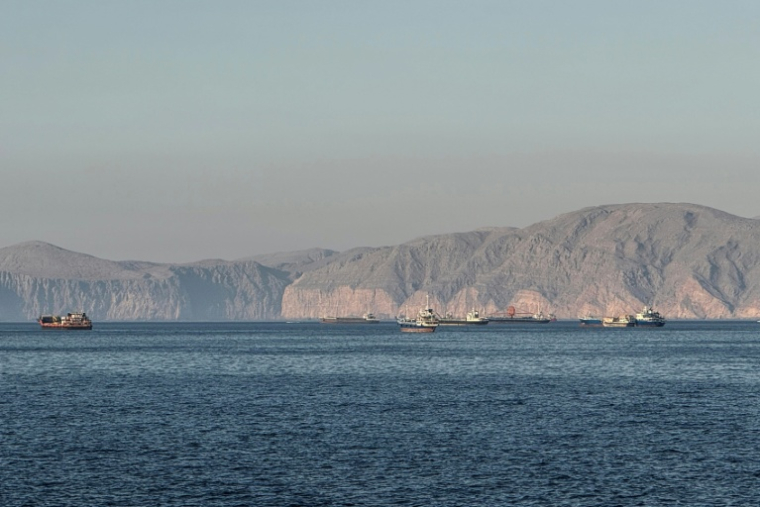 Des navires à l'ancre dans le détroit d'Ormuz au large de Khasab à Oman le 17 mai 2026 ( AFP / - )
