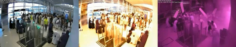 Combinaison d'images créée le 12 octobre 2026 montrant des captures d'écran tirées d'images de vidéosurveillance diffusées par le ministère saoudien de l'Information le 11 octobre 2026 du moment où l'aéroport international de Riyad a été frappé par une attaque houthie le 10 octobre 2026 ( SAUDI MEDIA MINISTRY / - )