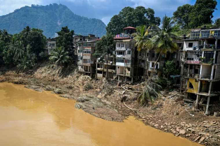 La ville de Gampola, au Sri Lanka, le 4 décembre 2025 après le passage du cyclone Ditwah ( AFP / Ishara S. KODIKARA )