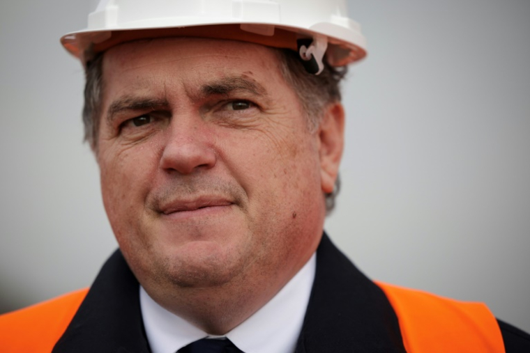 Le ministre des Transports Philippe Tabarot sur le chantier de l'autoroute A69 à Castres, le 4 avril 2025 ( AFP / Valentine CHAPUIS )