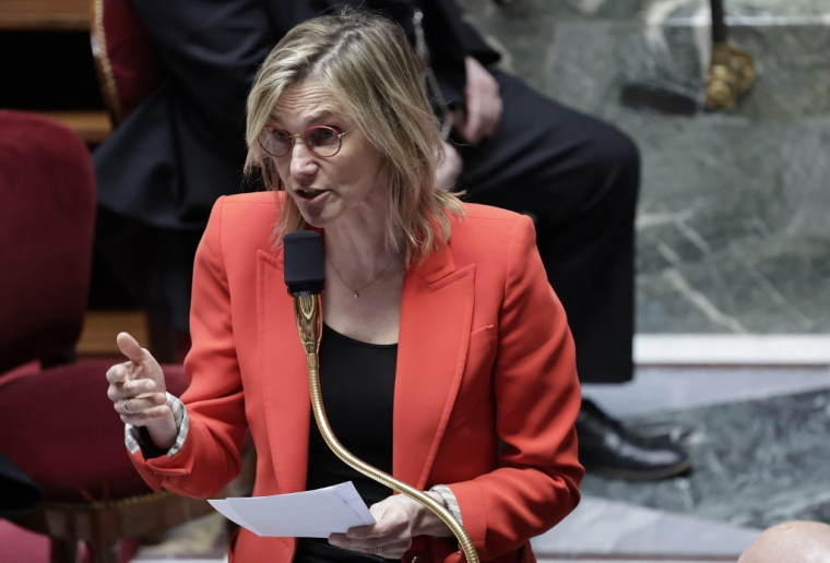 Agnes Pannier-Runacher, le 9 avril 2025, à l'Assemblée nationale ( AFP / STEPHANE DE SAKUTIN )