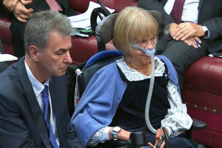 Capture d'image d'une vidéo diffusée par l'unité d'enregistrement du Parlement britannique via le site Parliament TV, le 13 octobre 2026, de Jane Campbell lors d'une déclaration réalisée à l'aide d'un générateur de voix par IA, à la Chambre des lords, à Londres ( PRU / - )