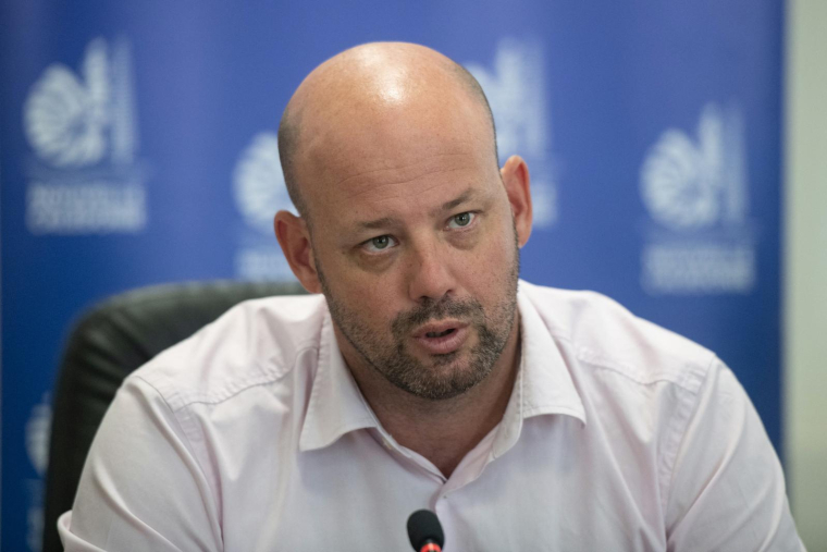 Christopher Gyges, membre du gouvernement local en charge de l'économie et de la fiscalité en Nouvelle-Calédonie. ( AFP / DELPHINE MAYEUR )