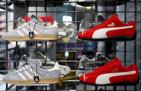 Des baskets Puma Speedcat OG sont exposées dans un magasin