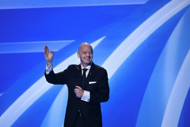 Le président de la Fifa Gianni Infantino, au début de la cérémonie du tirage au sort des groupes de la Coupe du monde 2026, à Washington, le vendredi 5 décembre 2025 ( AFP / Brendan SMIALOWSKI )