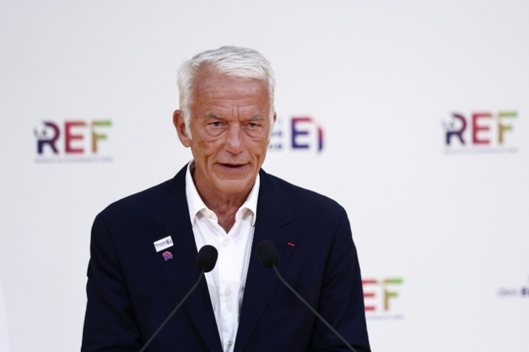 Le président du Medef Patrick Martin,lors de l'événement annuel de l'organisation patronale la REF, le 28 août 2025 à Paris ( POOL / Thibaud MORITZ )