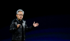 Le cofondateur et patron du géant américain des puces électroniques Nvidia, Jensen Huang, prononce un discours lors de la conférence sur l'intelligence artificielle "Nvidia GTC Berlin 2026", le 21 octobre 2026 à Berlin ( AFP / John MACDOUGALL )