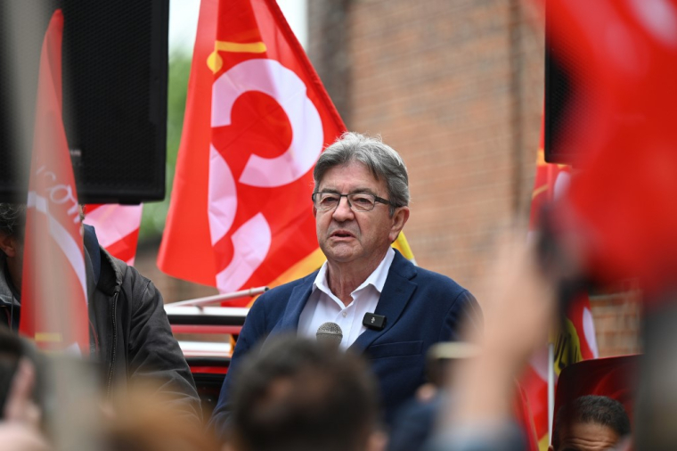 Jean-Luc Mélenchon à Tourcoing, le 22 mai 2023. ( AFP / DENIS CHARLET )
