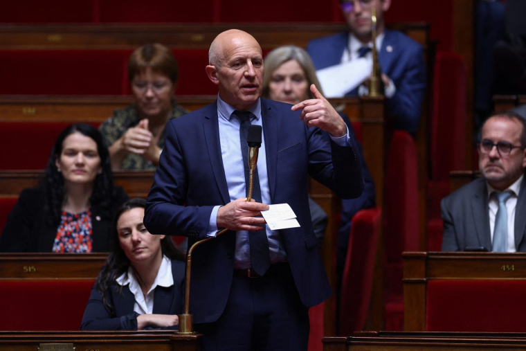 Dominique Potier à l'Assemblée nationale, à Paris, le 11 avril 2023. ( AFP / THOMAS SAMSON )