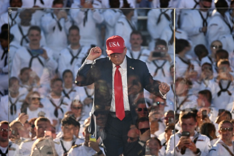 Le président américain Donald Trump lors de la célébration du 250e anniversaire de la marine américaine, à la base navale de Norfolk, en Virginie, le 5 octobre 2025 ( AFP / Alex WROBLEWSKI )