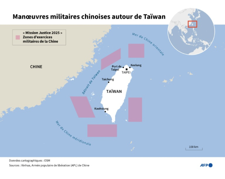 Manœuvres militaires chinoises autour de Taïwan ( AFP / Paz PIZARRO )