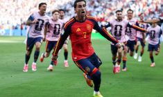 La joie de Ferran Torres, buteur et héros de la finale qui a sacré l'Espagne face à l'Argentine en finale du Mondial, le 19 juillet 2026 à East Rutherford  ( AFP / FRANCK FIFE )