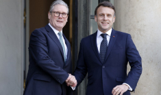 Le président français Emmanuel Macron et le Premier ministre britannique Keir Starmer à Paris le 17 février 2025. ( AFP / LUDOVIC MARIN )