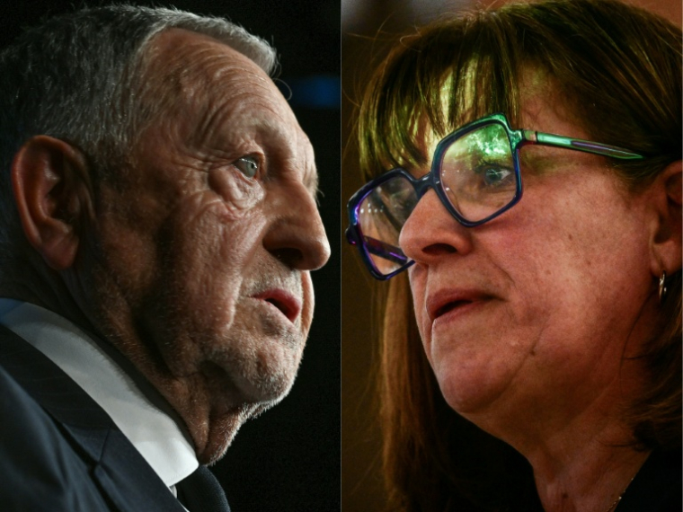 Ce montage photo, réalisé le 11 juin 2026, montre Jean-Michel Aulas,   à Lyon le 26 septembre 2025 et Véronique Sarselli, maire de Sainte-Foy-lès-Lyon et conseillère métropolitaine de Lyon, le 26 mars 2026 ( AFP / OLIVIER CHASSIGNOLE )