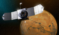 Illustration artistique obtenue le 22 septembre 2014 de la sonde Maven (Mars Atmosphere and Volatile Evolution) de la Nasa ( NASA/LOCKHEED MARTIN / Handout )