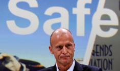 Tom Enders participe à la conférence de presse annuelle d'Airbus à Blagnac, près de Toulouse