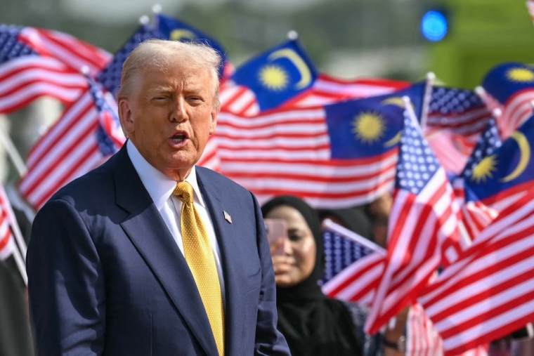Donald Trump, en Malaisie, le 27 octobre 2025 ( AFP / ANDREW CABALLERO-REYNOLDS )