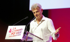 Fabien Roussel donne un discours au congrès du Parti communiste, le 3 juillet 2026 à Lille (Nord) ( AFP / Francois LO PRESTI )