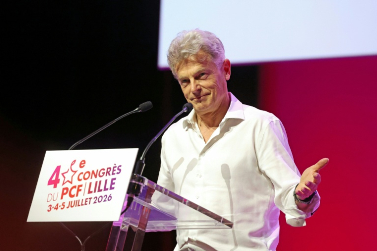 Fabien Roussel donne un discours au congrès du Parti communiste, le 3 juillet 2026 à Lille (Nord) ( AFP / Francois LO PRESTI )