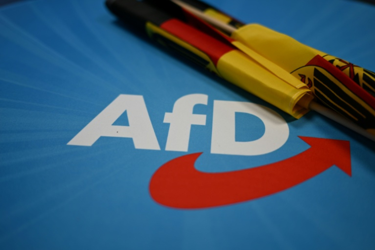 Le parti d'extrême droite Alternative pour l'Allemagne (AfD), en plein essor, s'est vu accusé mercredi d'espionnage au profit de la Russie et d'autres Etats autoritaires, des adversaires politiques pointant du doigt des questions parlementaires "problématiques" ( AFP / RALF HIRSCHBERGER )