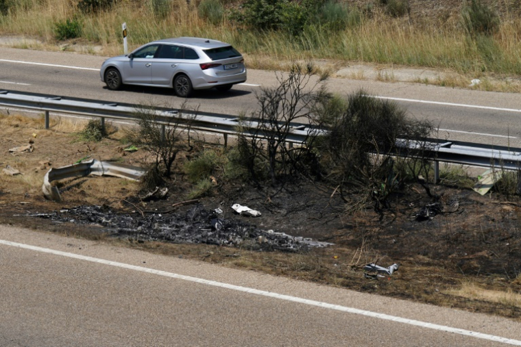 Photo de l'endroit de l'accident mortel de l'attaquant de Liverpool Diogo Jota et de son frère André, près de Cernadilla, dans le nord-ouest de l'Espagne, le 3 juillet 2025 ( AFP / Cesar Manso )