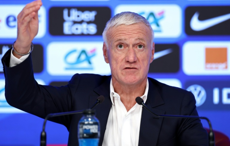 Le sélectionneur de l'équipe de France Didier Deschamps, à Paris le 6 novembre 2025, lors de l'annonce de la liste des 24 joueurs choisis pour défier l'Ukraine et l'Azerbaïdjan aux qualifications pour le Mondial-2026 ( AFP / FRANCK FIFE )
