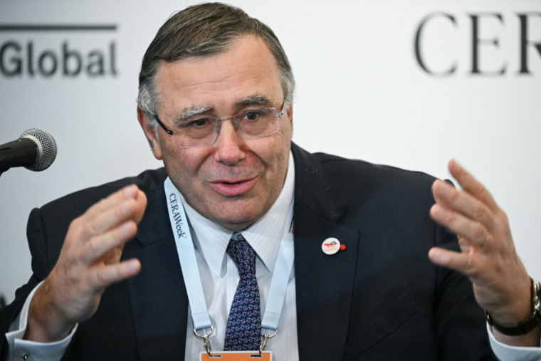 Patrick Pouyanné, à Houston, le 23 mars 2026 ( AFP / RONALDO SCHEMIDT )