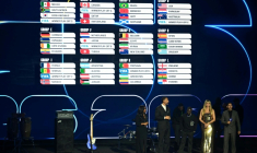 La composition des douze groupes du premier tour de la Coupe du monde 2026 de football déterminée par tirage au sort le 5 décembre 2026 au Kennedy Center de Washington ( AFP / Jim WATSON )