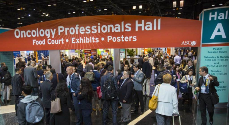 Plus de 500 sociétés, grands groupes pharmaceutiques ou start-up d’innovation médicale étaient présentes au congrès annuel de l’American Society of oncology. (© ASCO)