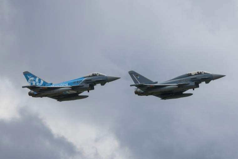 Démonstrations d'Eurofighter au marge d'"Airbus Defence summit" à Manching, en Allemagne, le 20 mai 2026 ( AFP / Michaela STACHE )