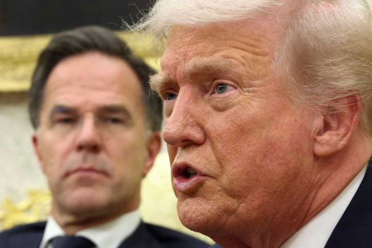 Le président américain Trump rencontre le secrétaire général de l'Otan, Mark Rutte, à Washington