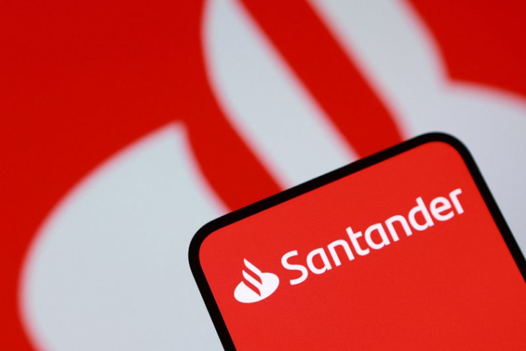 L'illustration montre le logo de Santander