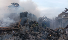 Le village de Bogatyr, dans la région de Donetsk, le 14 février 2024. ( UKRAINIAN EMERGENCY SERVICE / HANDOUT )