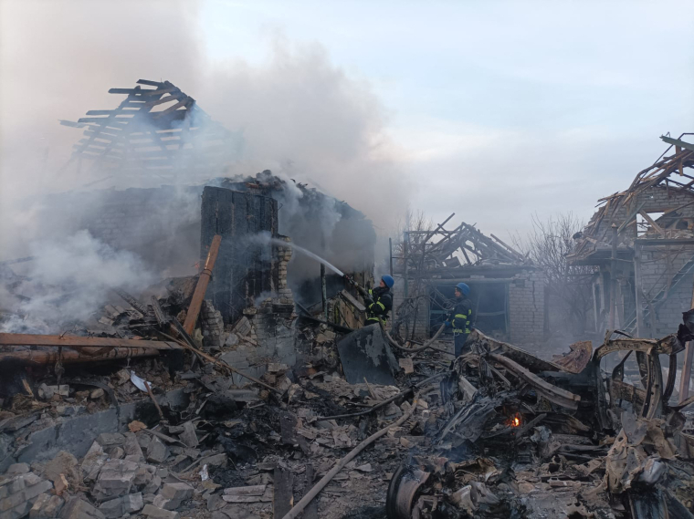 Le village de Bogatyr, dans la région de Donetsk, le 14 février 2024. ( UKRAINIAN EMERGENCY SERVICE / HANDOUT )
