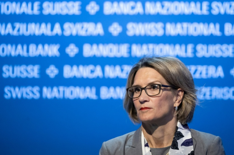 Andrea Maechler, la directrice adjointe de la BRI, le 28 avril 2023 à Berne, en Allemagne ( AFP / Fabrice COFFRINI )