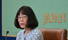 La présidente de la Cour pénale internationale (CPI), Tomoko Akane, au Japan National Press Club à Tokyo, le 14 juin 2024 ( AFP / Kazuhiro NOGI )
