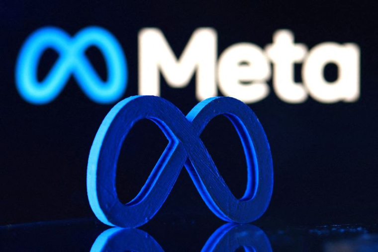 Illustration représentant le logo de Meta imprimé en 3D