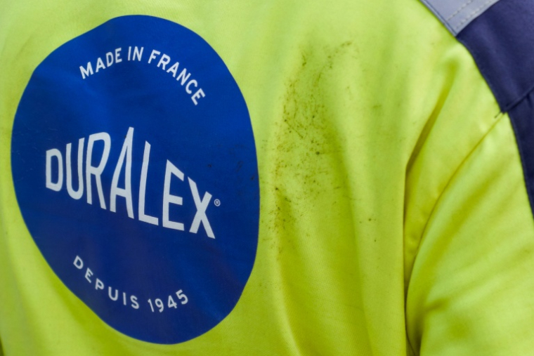 Logo de l'entreprise à l'usine Duralex de La Chapelle-Saint-Mesmin, près d'Orléans (Loiret) le 31 juillet 2024. ( POOL / GUILLAUME SOUVANT )