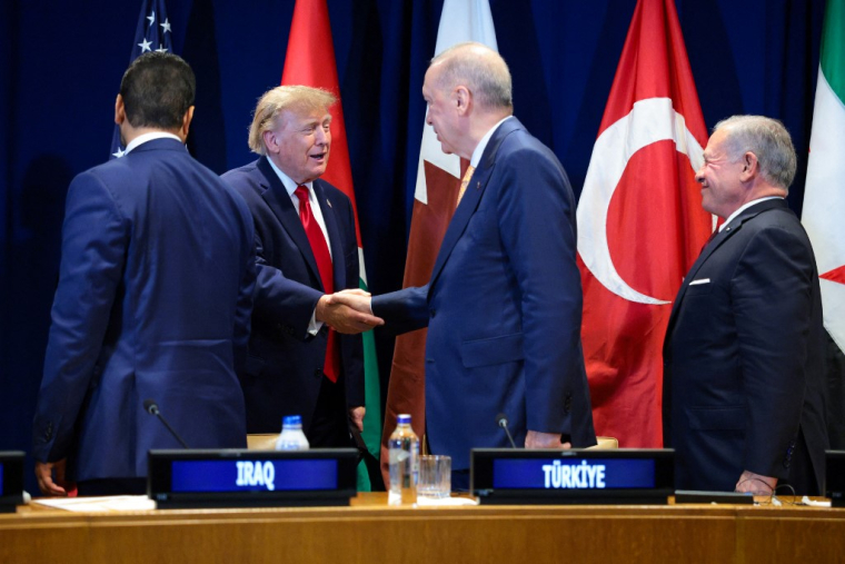 Donald Trump et Recep Tayyip Erdogan le 22 septembre 2026 à New York. ( GETTY IMAGES NORTH AMERICA / CHIP SOMODEVILLA )