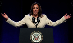 La vice-présidente des États-Unis, Kamala Harris, lors de la convention constitutionnelle de UNITE HERE à New York City