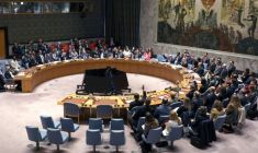 Le conseil de sécurité de l'ONU, à New York, le 7 avril 2026 ( AFP / TIMOTHY A. CLARY )