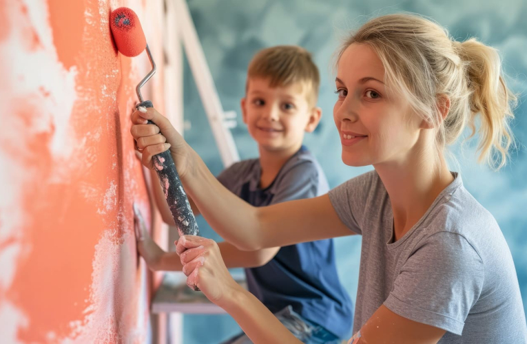 (Crédits photo : Adobe Stock - Une mère et son fils faisant ensemble de la peinture murale dans une pièce de la maison)
