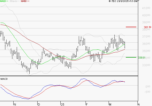 L'OREAL : Une consolidation vers les supports est probable