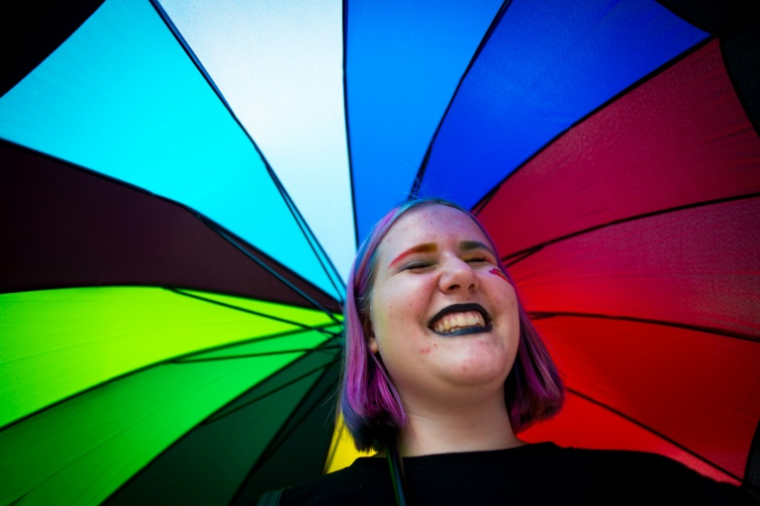 Manifestation LGBT à Bratislava, le 14 juillet 2018 ( AFP / VLADIMIR SIMICEK )