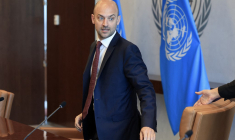 Jean-Noël Barrot à New York, aux États-Unis, le 29 avril 2025. ( AFP / CHARLY TRIBALLEAU )