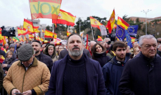 Le chef du parti espagnol Vox lors d'une manifestation contre le Premier ministre Pedro Sanchez, à Madrid