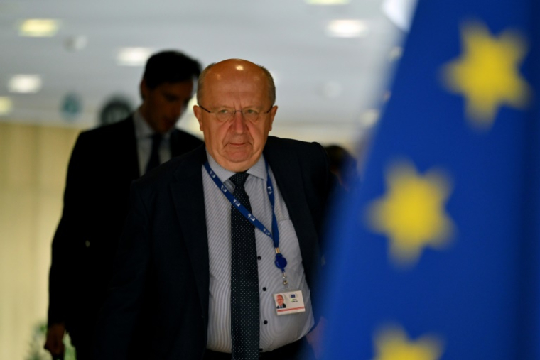Le commissaire européen à la Défense Andrius Kubilius à Bruxelles, le 21 mai 2025 ( AFP / Nicolas TUCAT )