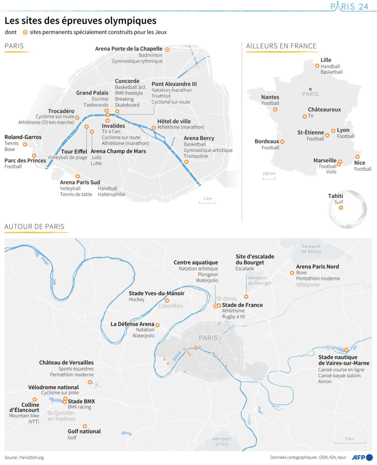 Les sites des épreuves olympiques 2024 ( AFP / Paz PIZARRO )